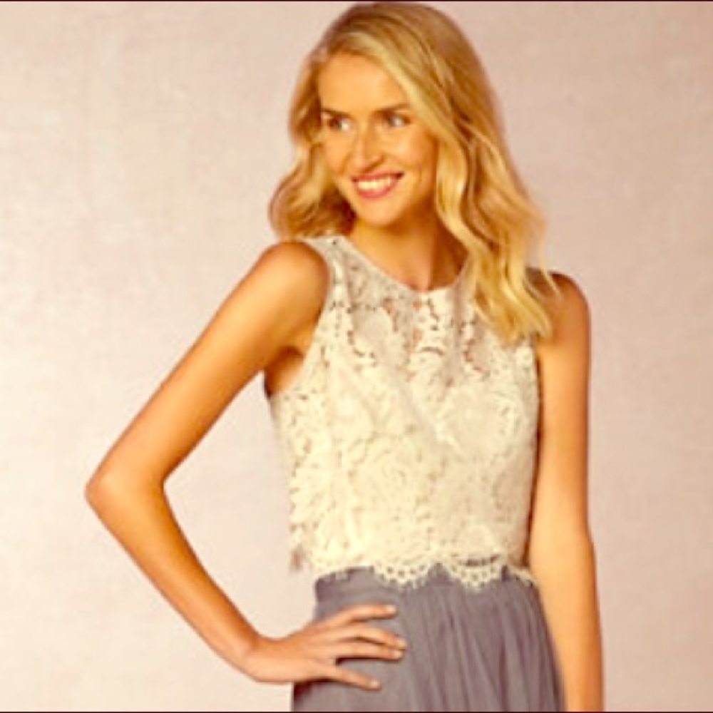 Jenny Yoo “Cleo” top in mink grey from BHLDN